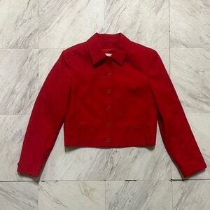 Vintage Pendleton Blazer Jacket Womens Red Wool Lined Formal Button Front